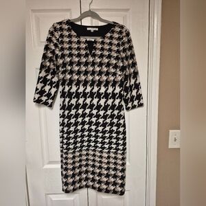 Studio ONE Houndstooth Dress with 3/4 Sleeves Size 6